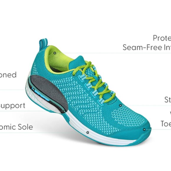 Orthofeet Women's Coral Sneakers Turquoise - Picture 2 of 6